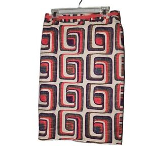 Boden Skirt Size Sz 8 Multicolor Geometric Pencil Bold Retro Jacquard Woven